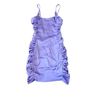 Missguided Purple Satin Rouched Side Dress